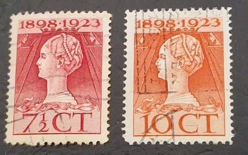 Nederland 1923 - nvph 123-124 - Regeringsjubileum, Ophalen of Verzenden, T/m 1940, Gestempeld