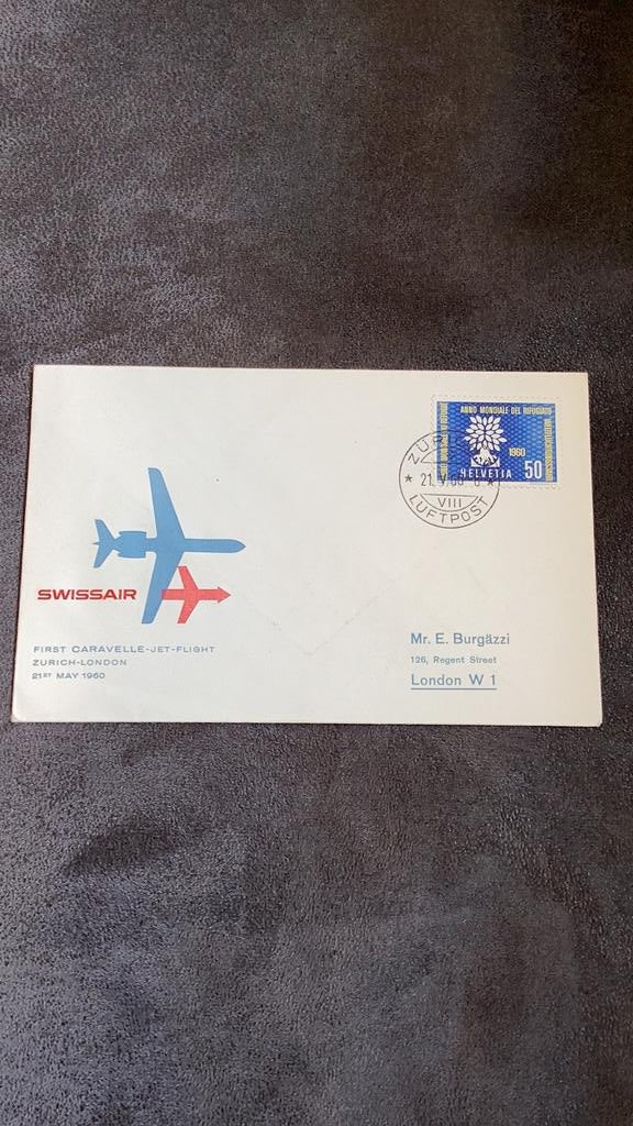 Luchtpost enveloppe Zwitserland 1960, Ophalen of Verzenden, Envelop