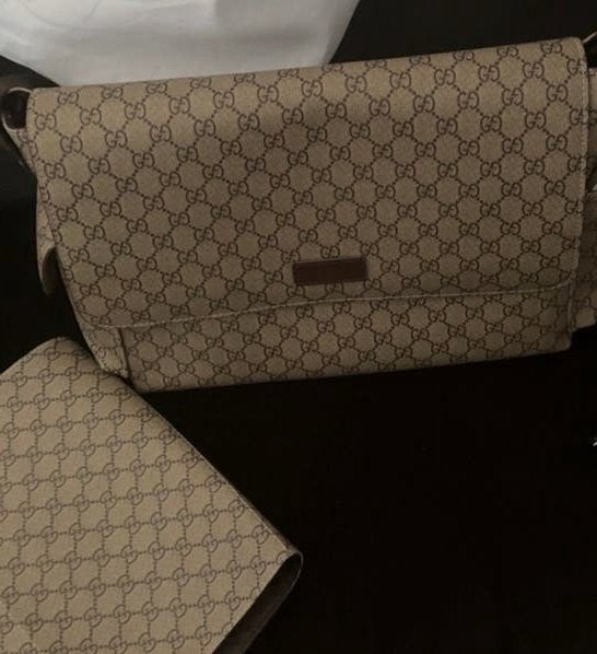 Gucci luiertas met accessoires, Verzorgingstas, Bruin, Gebruikt, Gucci