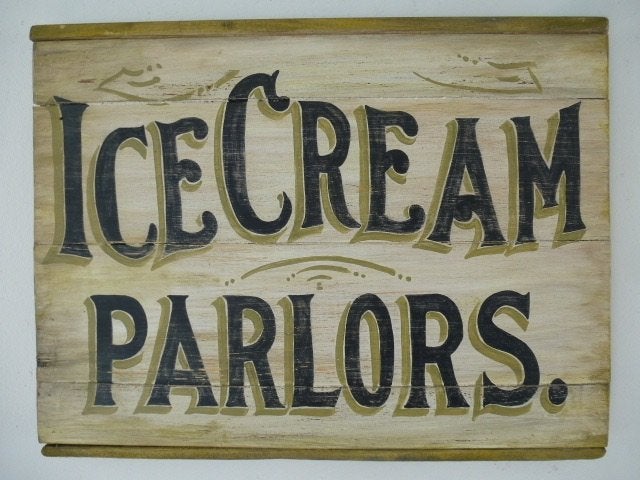 Houten paneel/bord/brocante/antiek/ijs salon/Ice Cream Candy, Reclamebord, Ophalen of Verzenden, Zo goed als nieuw, B6