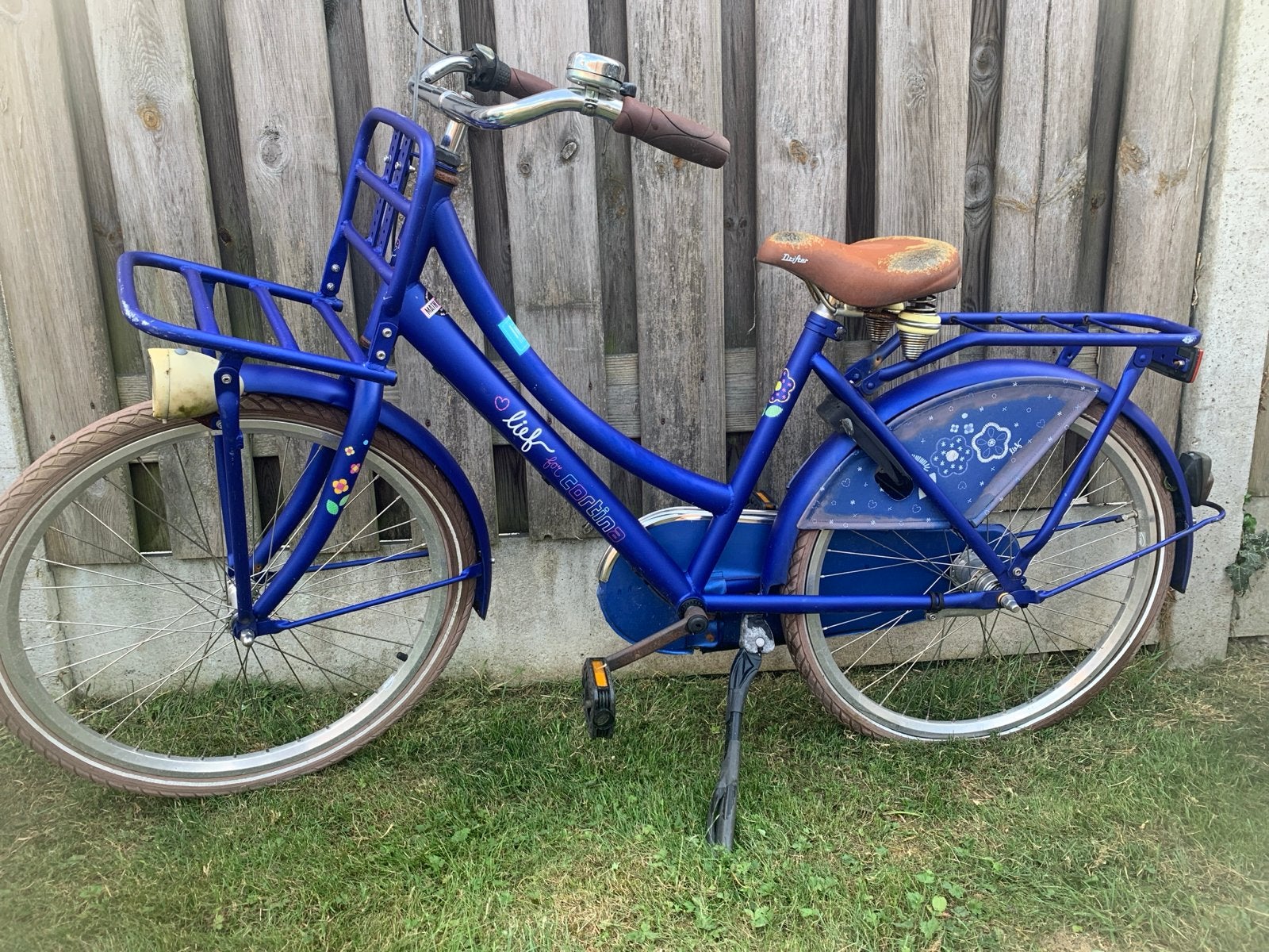 Blauwe Cortina Lief! Meisjesfiets met Voordrager, Overige merken, Terugtraprem, Gebruikt, Ophalen of Verzenden