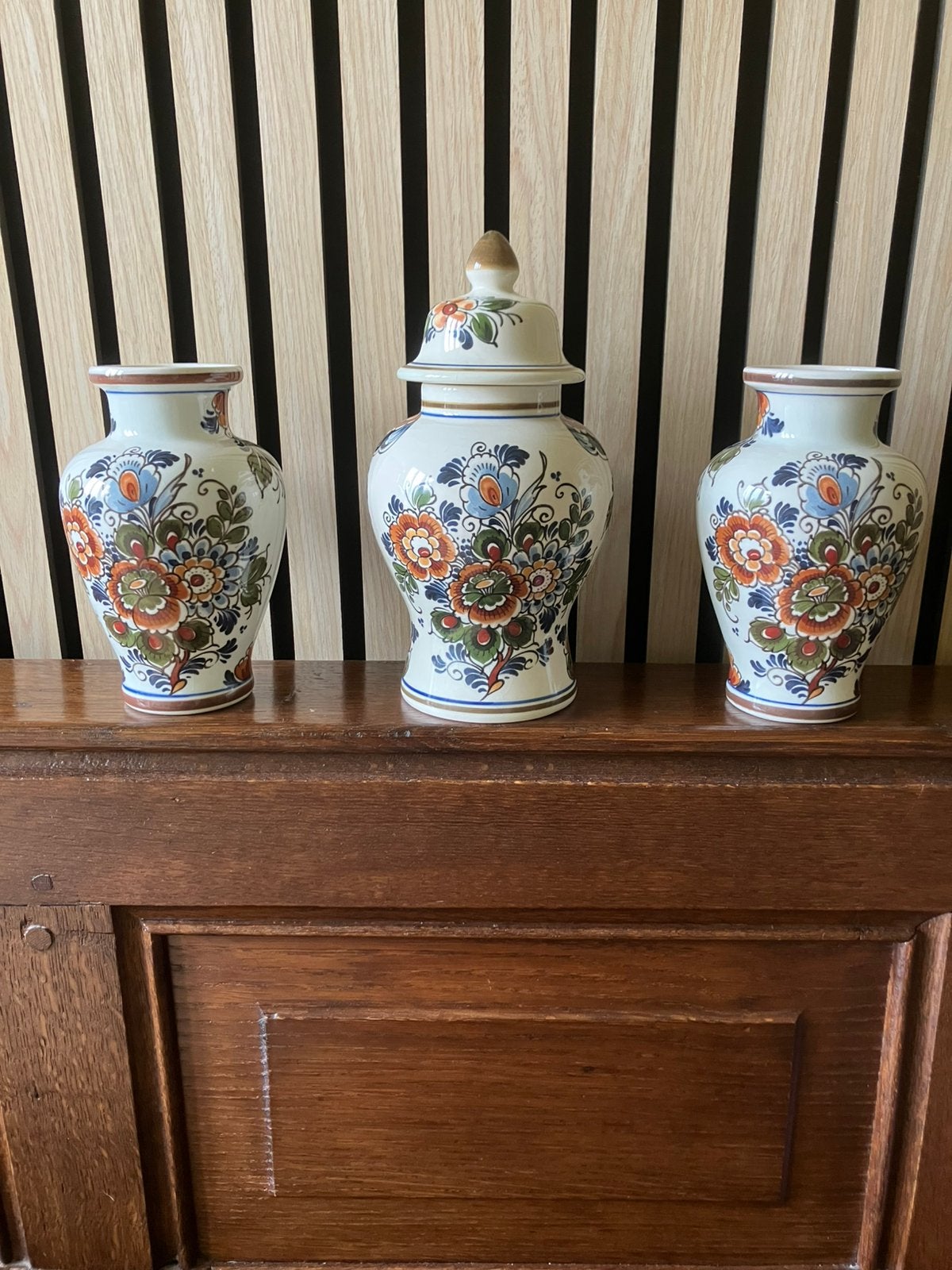 Kaststel 3 delig - Delfts flora keramiek - polychroom, Ophalen of Verzenden