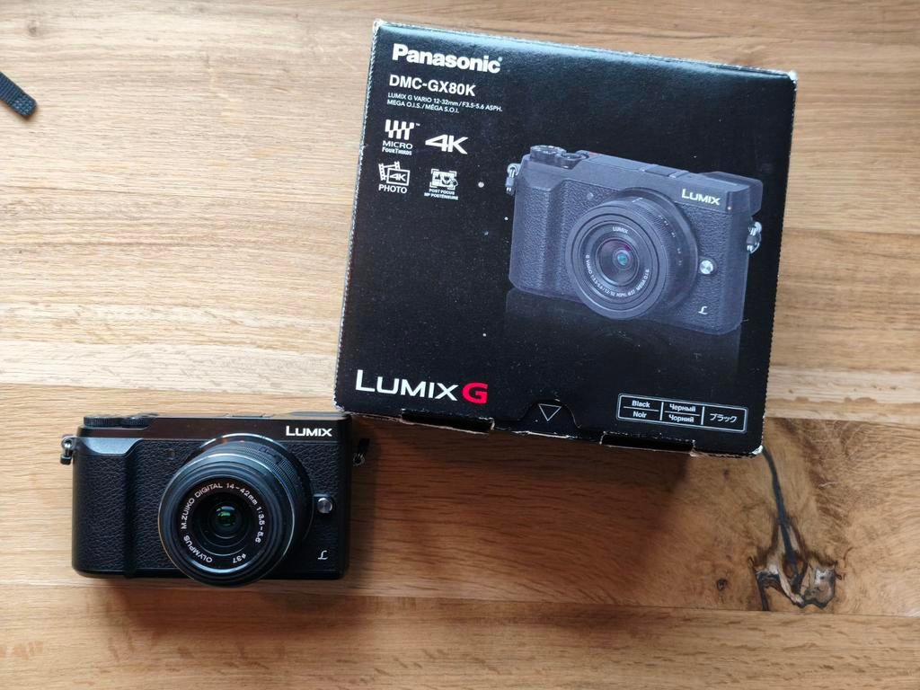 Panasonic Lumix GX80 + Olympus M.Zuiko 14-42mm, Audio, Tv en Foto, Fotocamera's Digitaal, Gebruikt, Compact, Overige Merken, 4 t/m 7 keer