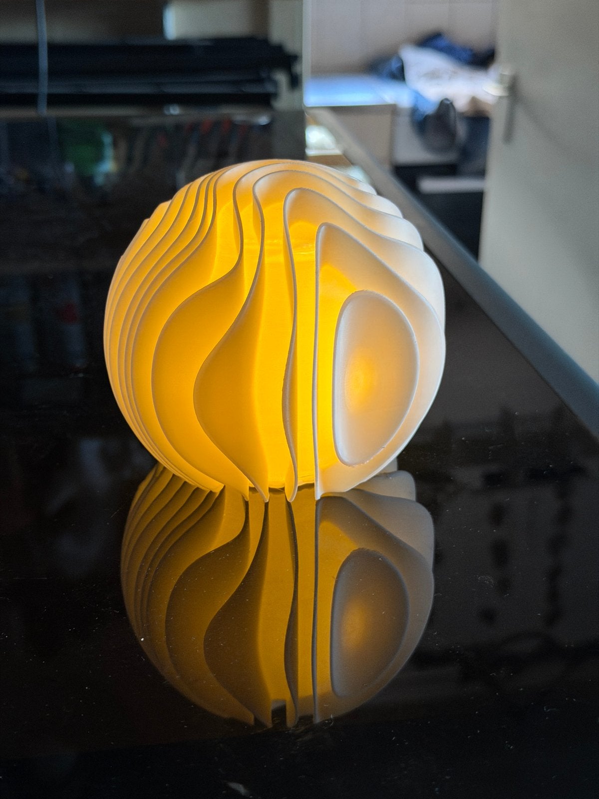 3D Geprinte Sfeerlamp met Elektrisch Waxinelichtje, Wit, Overige merken, Kunststof, Verzenden