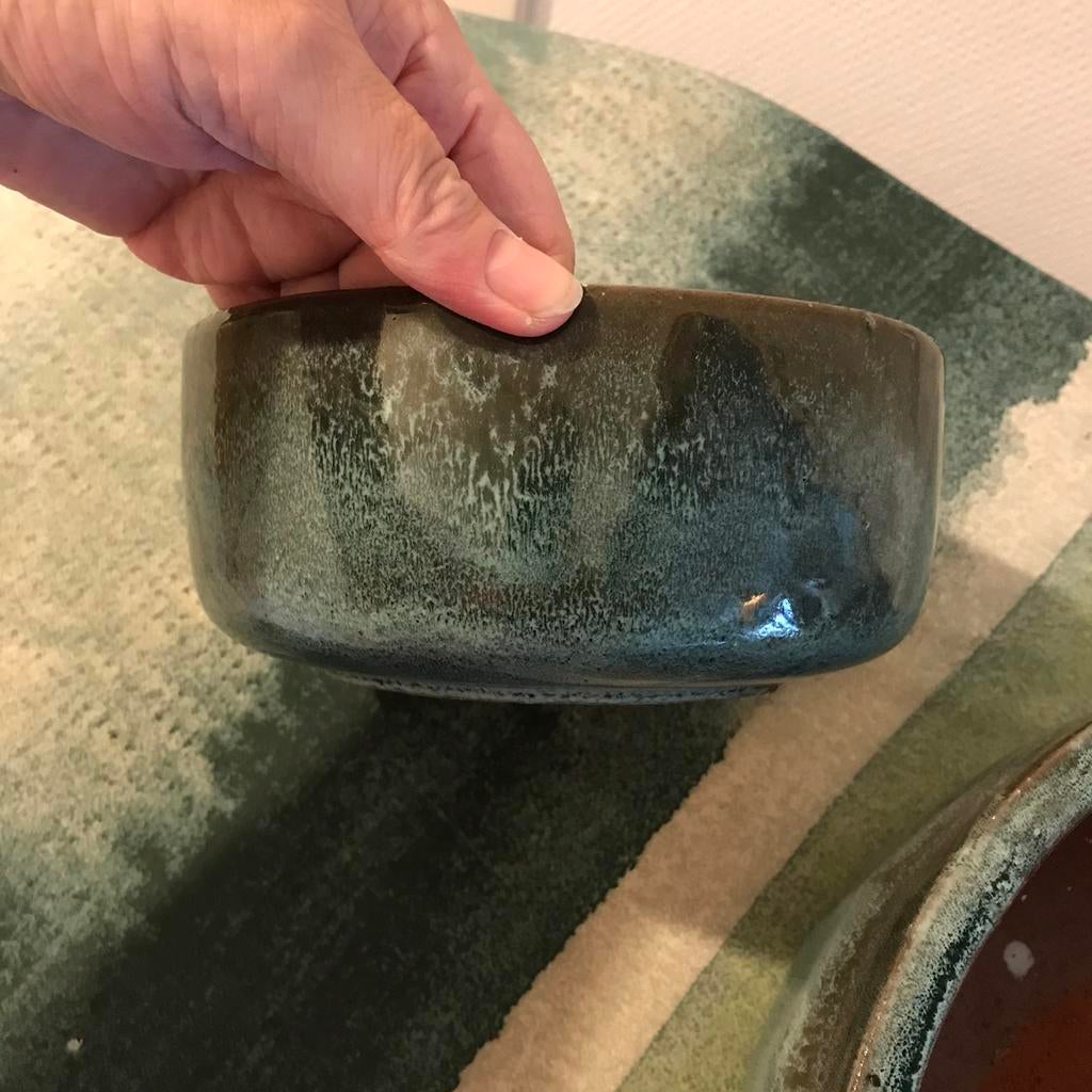 Vintage look bonsai pot groen aardewerk nieuw, Rond, Nieuw, Ophalen of Verzenden, Aardewerk