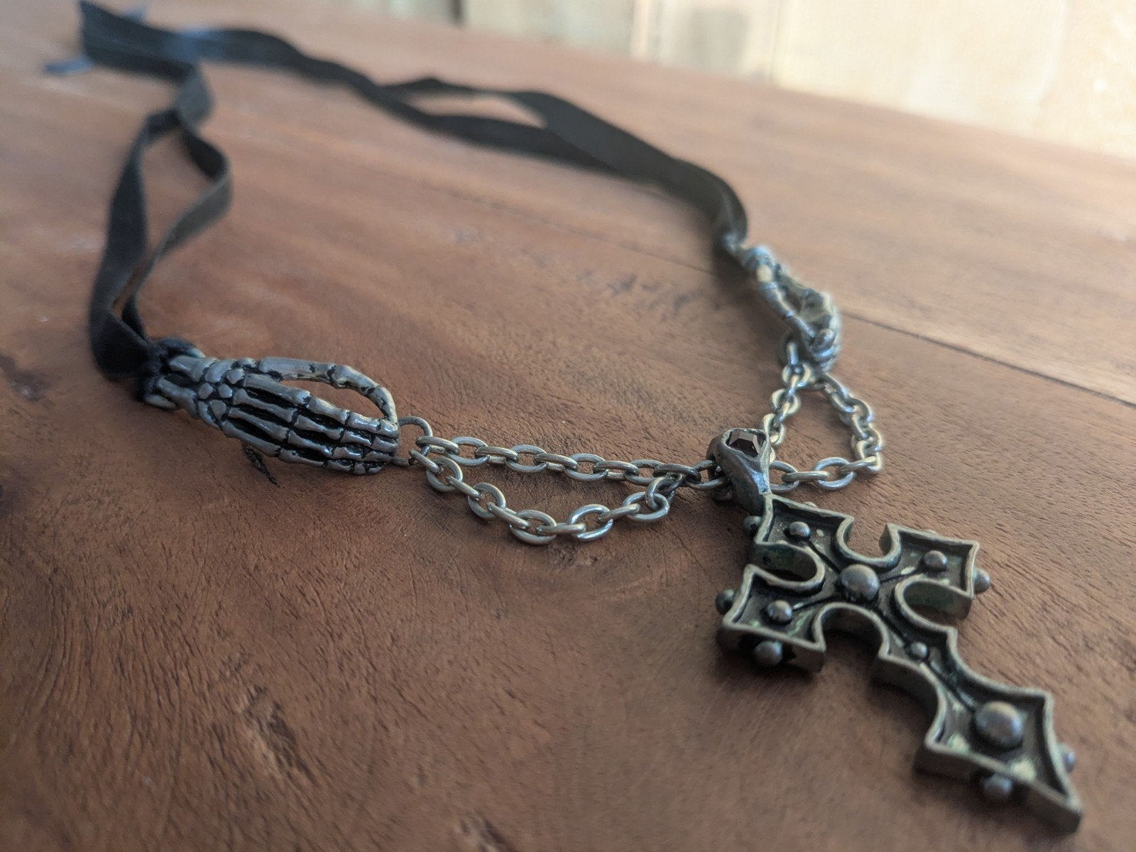 Alchemy England alternative & gothic ketting met kruis, Sieraden, Tassen en Uiterlijk, Ophalen of Verzenden, Nieuw, Zwart, Overige materialen