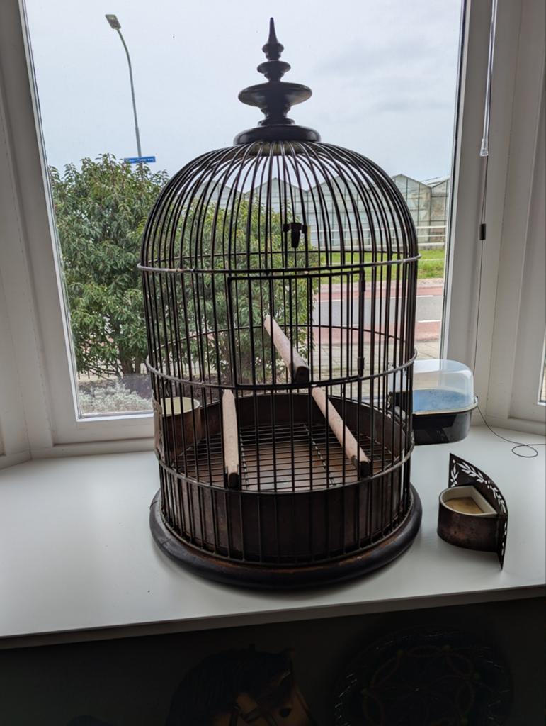 Grote vogelkooi, echt prachtig. Handgemaakt van koper, Ophalen, Gebruikt, Metaal, Vogelkooi