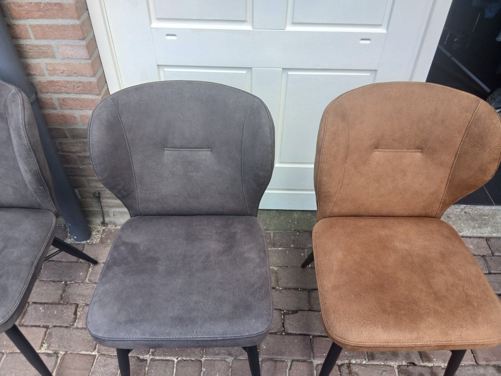 2 groene / 2 grijze / 2 cognac kleur, Huis en Inrichting, Stoelen, Ophalen of Verzenden, Zo goed als nieuw, Overige kleuren