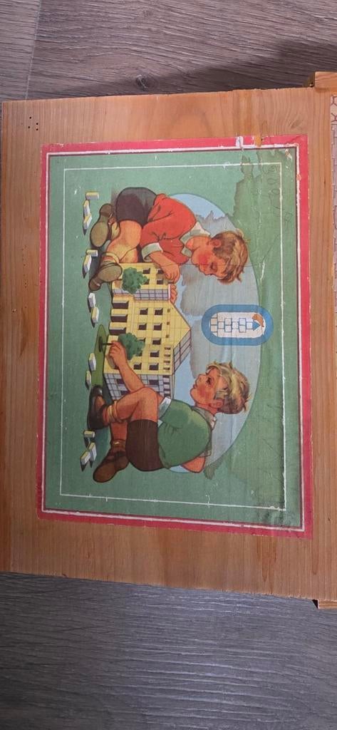 Vintage Houten Blokkendoos - Compleet (ca. 1950), Kinderen en Baby's, Ophalen of Verzenden, Gebruikt, Overige merken