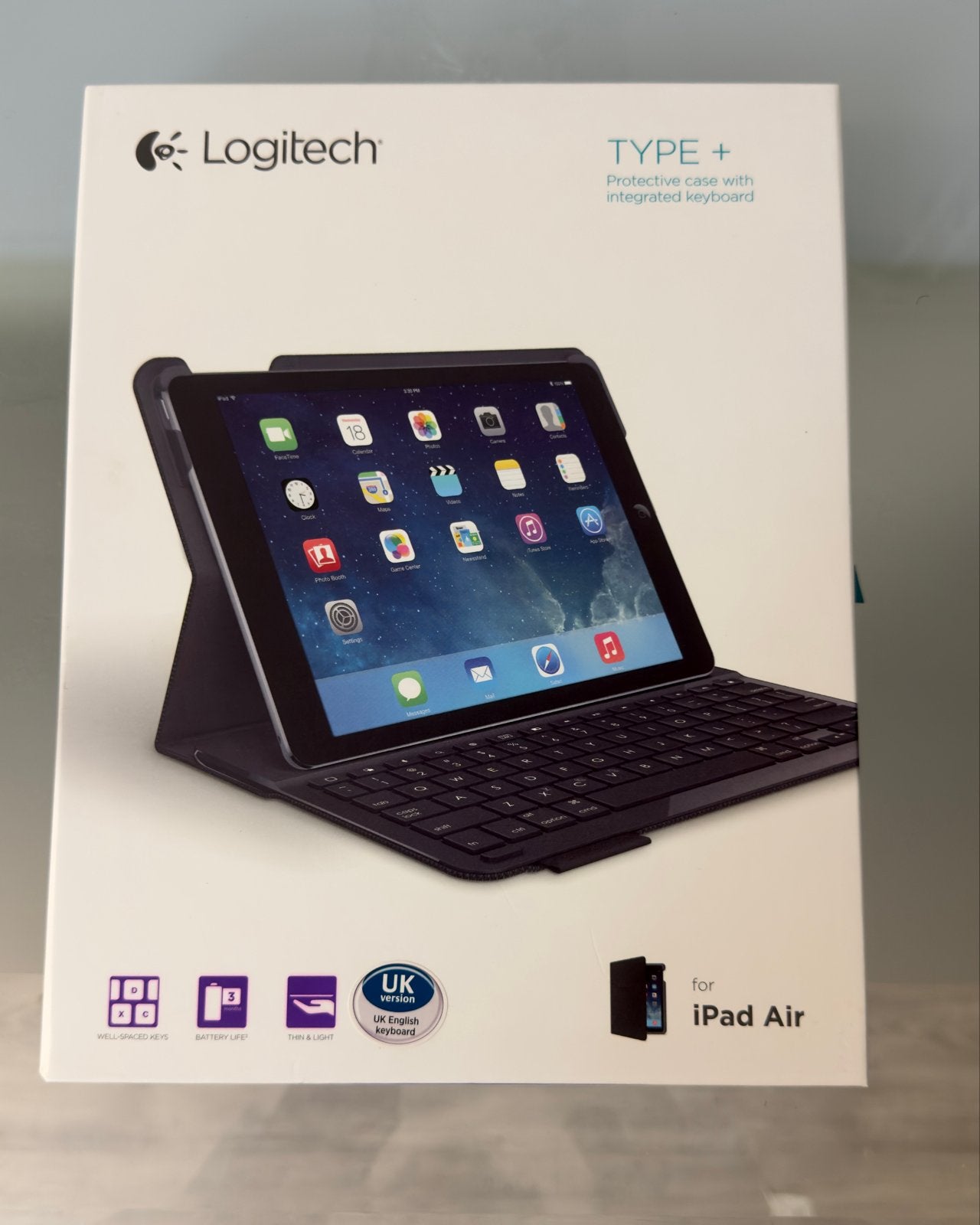 Logitech Type+ beschermhoes met toetsenbord voor iPad Air, Ophalen, Zo goed als nieuw, 10 inch, Bescherming voor- en achterkant
