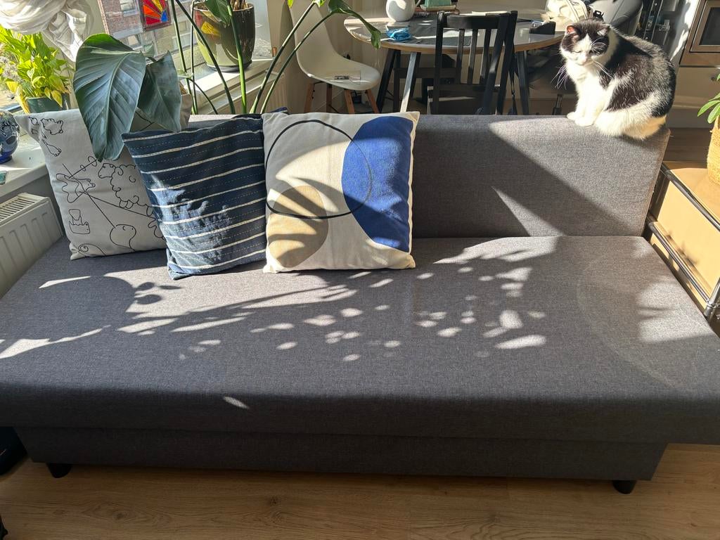 Ikea ALVDALEN 3-zits slaapbank - Grijs, Ophalen, Tweepersoons, Zo goed als nieuw, Overige maten