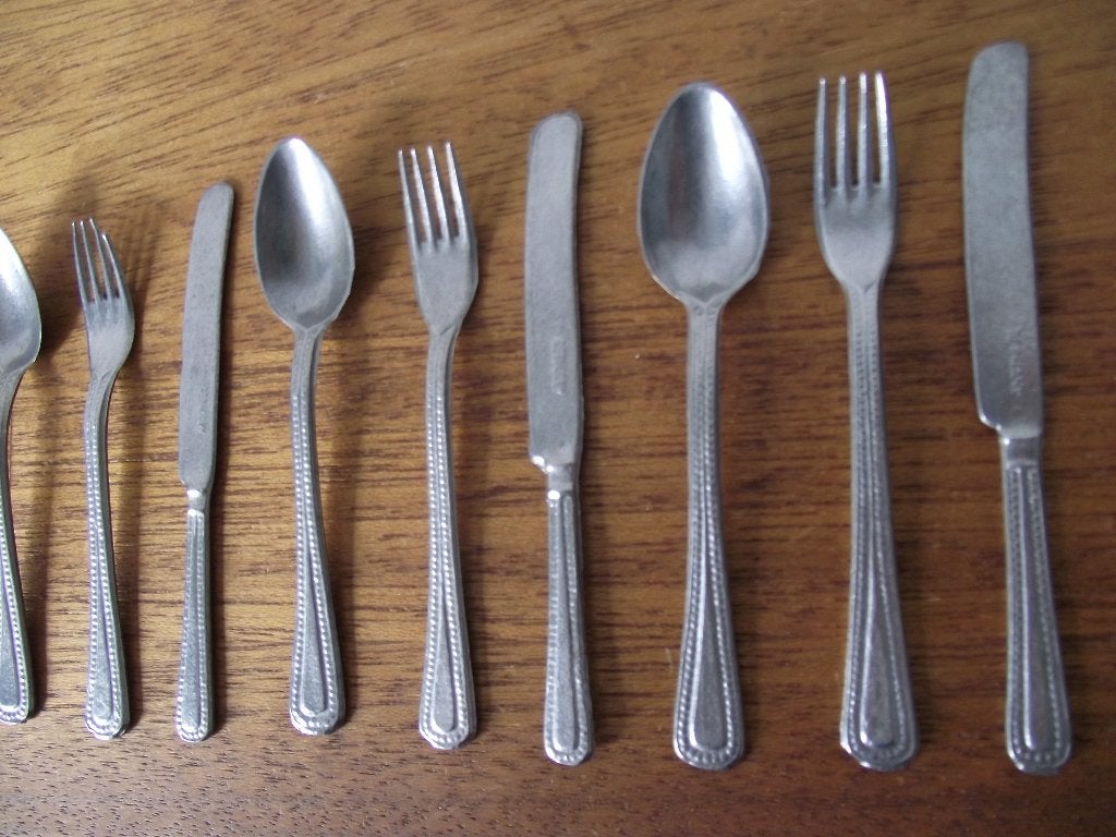 13 stuks vintage zilver poppen bestek 10 cm Germany 1960 p s, Ophalen of Verzenden