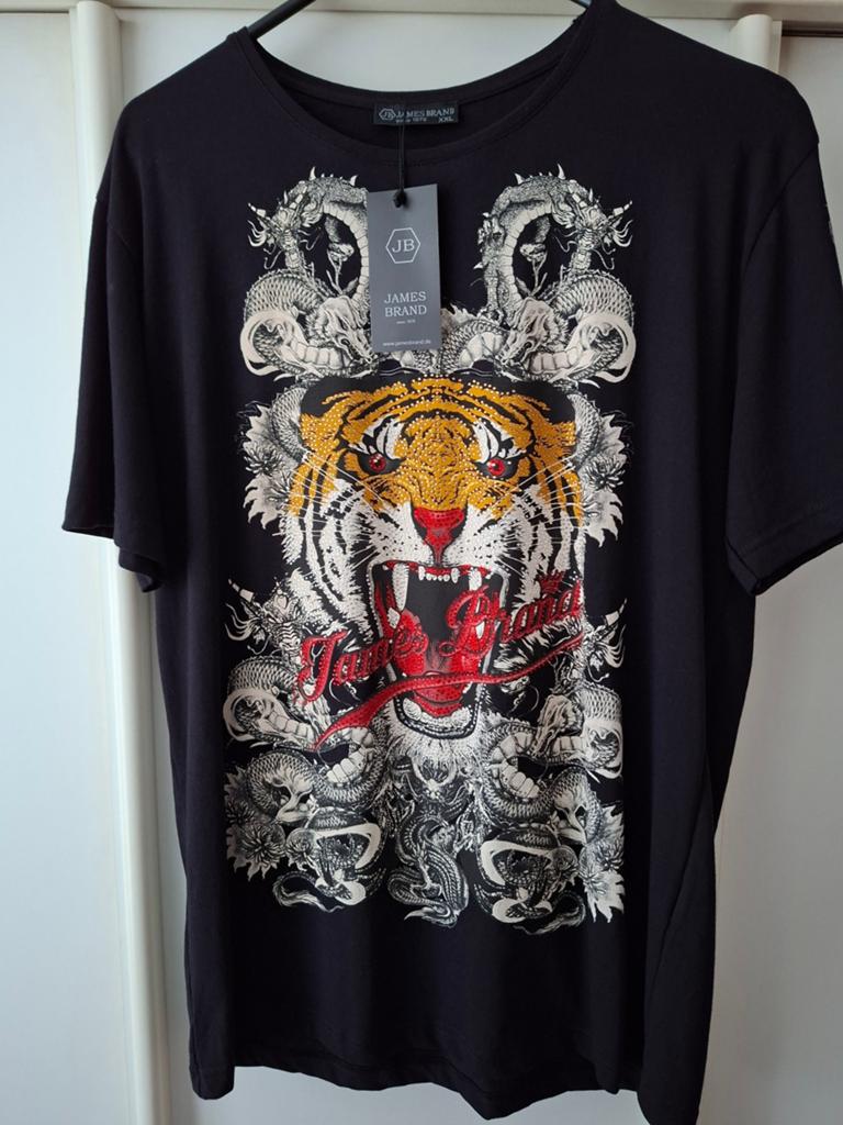 James Brand T-shirt XXL met tijgerprint, Zwart, Nieuw, Overige maten, Ophalen of Verzenden