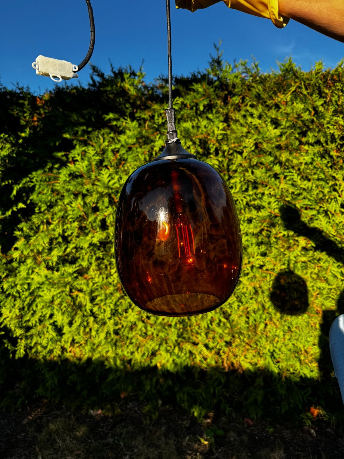Hanglamp bruin glas, Huis en Inrichting, Lampen | Hanglampen, Ophalen, Glas
