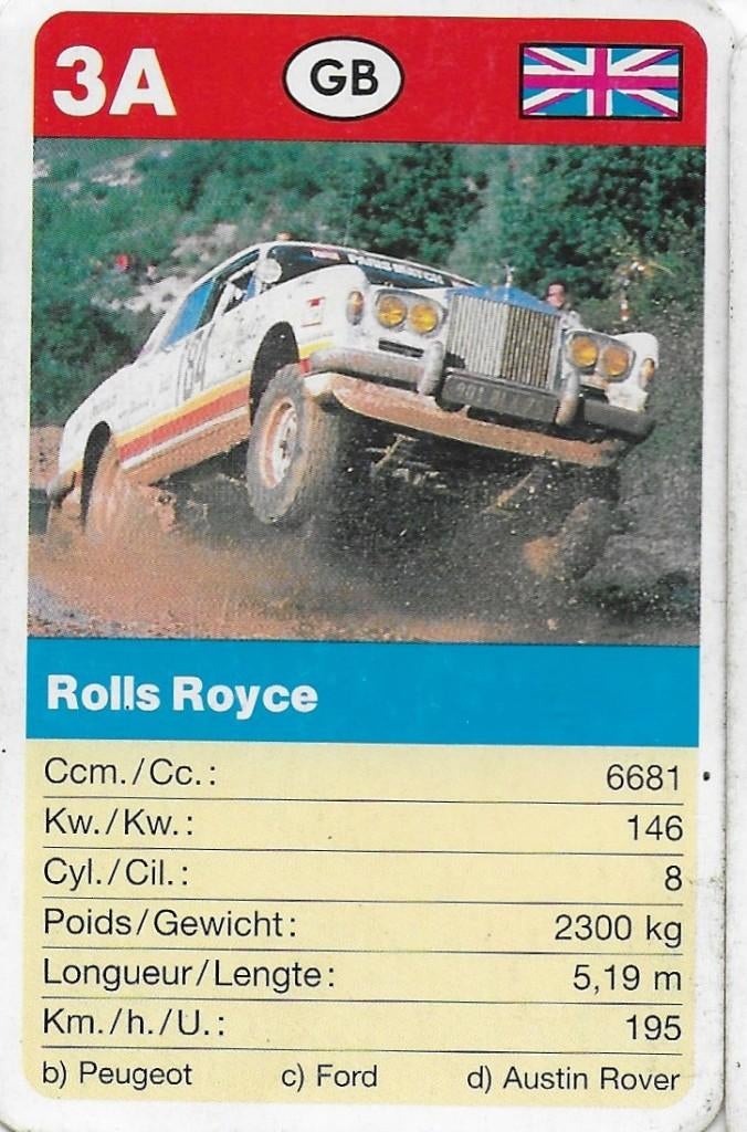 Kw694 autokaartje 3a rolls royce, Verzenden, Zo goed als nieuw, Auto's