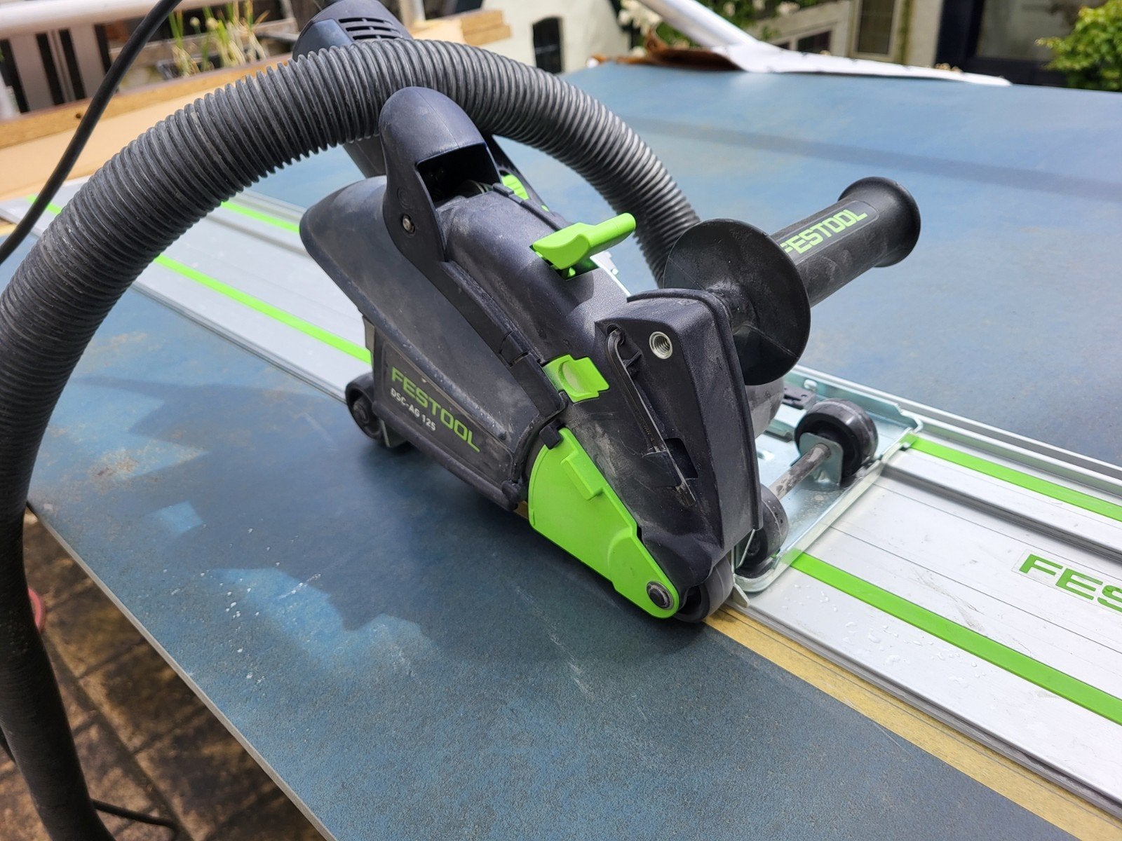 Festool DCS AG 125 plus met 140 cm geleider, Ophalen, Gebruikt, Overige typen, 30 tot 70 mm