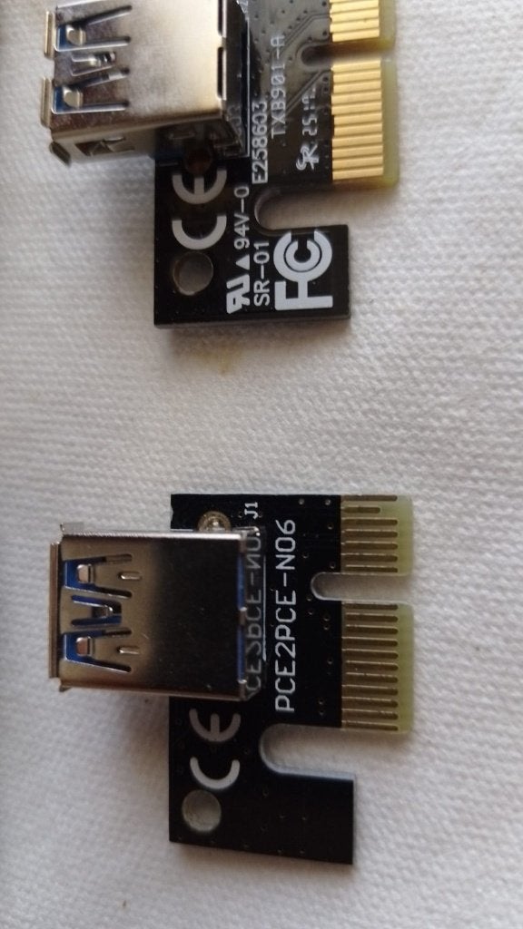 PCI-E 1X naar 16X Riser Kaarten voor Mining (2 stuks), Verzenden, Gebruikt