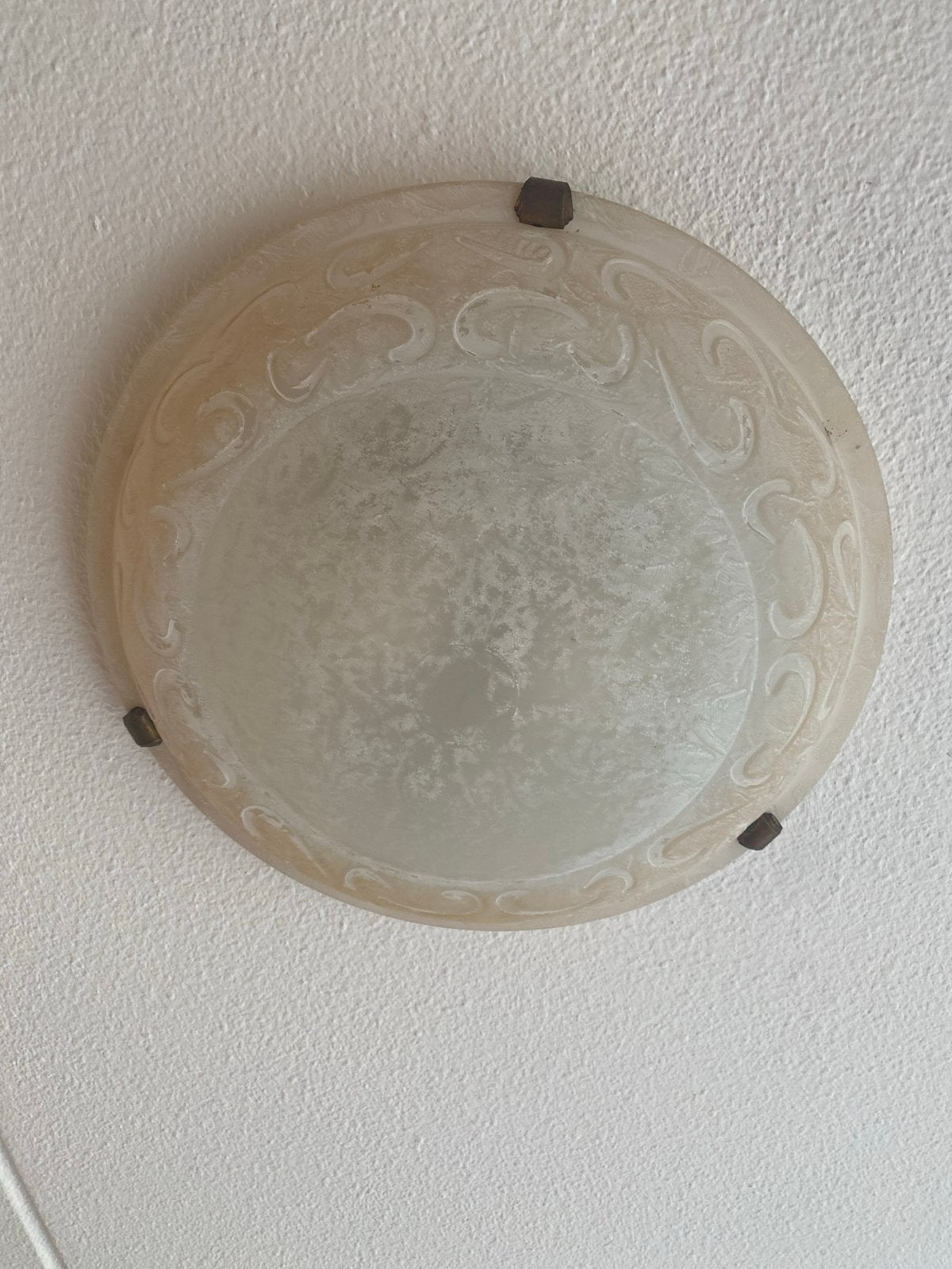Vintage Plafondlamp met Patroon - Gebruikt, Ophalen, Beige, Gebruikt, Vintage