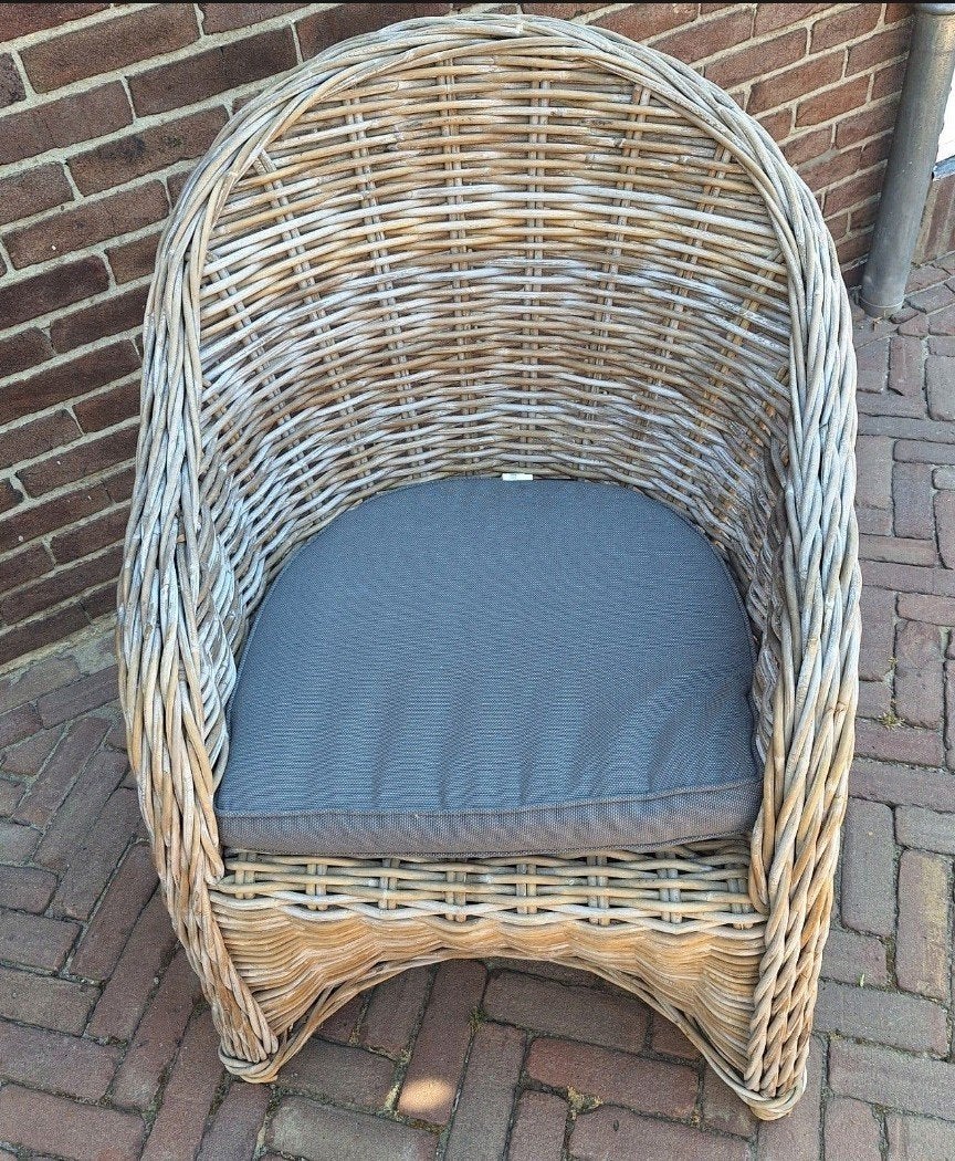 Foto 3 van Rotan stoelen met kussen, 6 stuks
