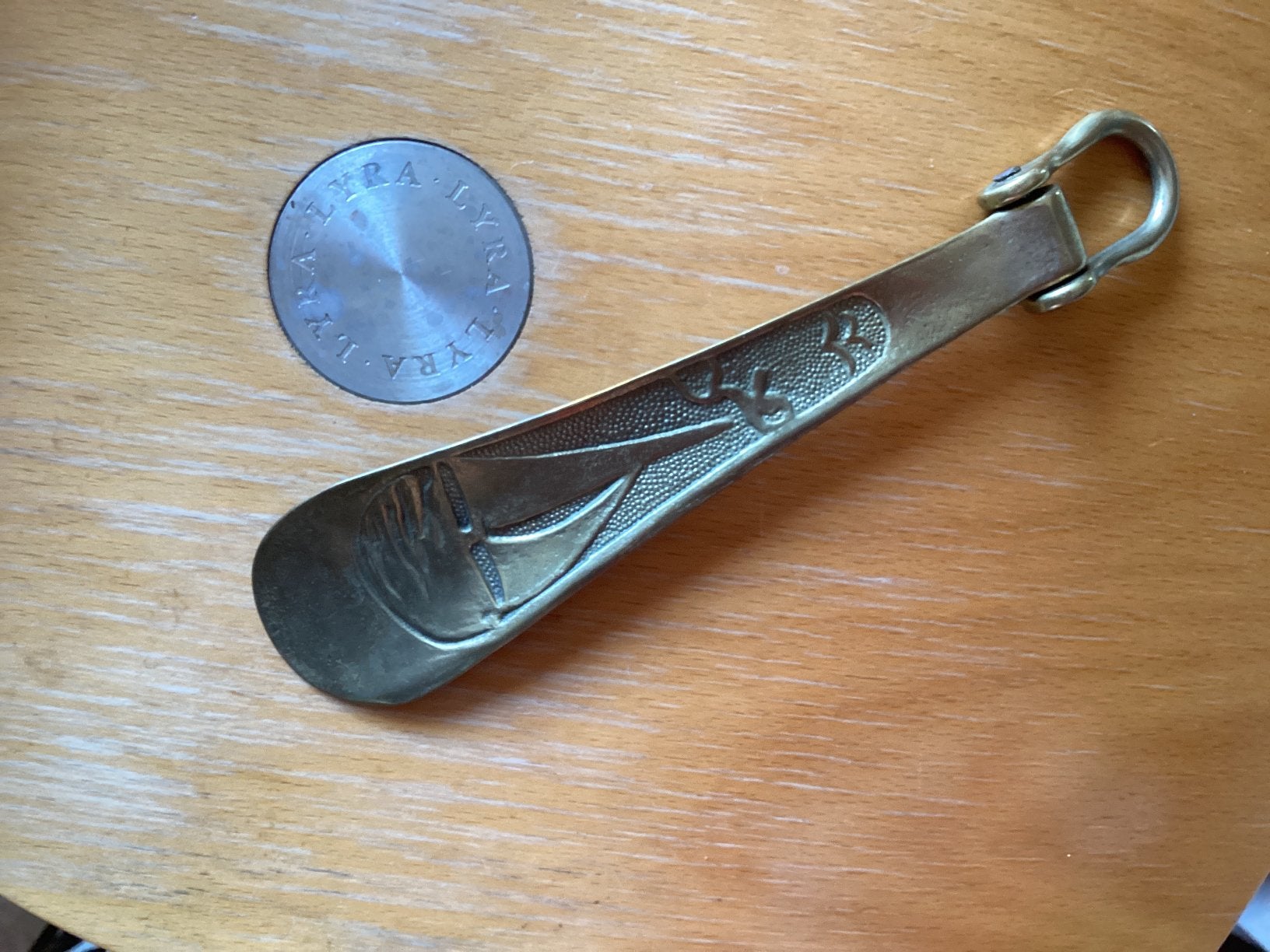 Zeilboot schoenlepel koper 18 cm, Ophalen of Verzenden