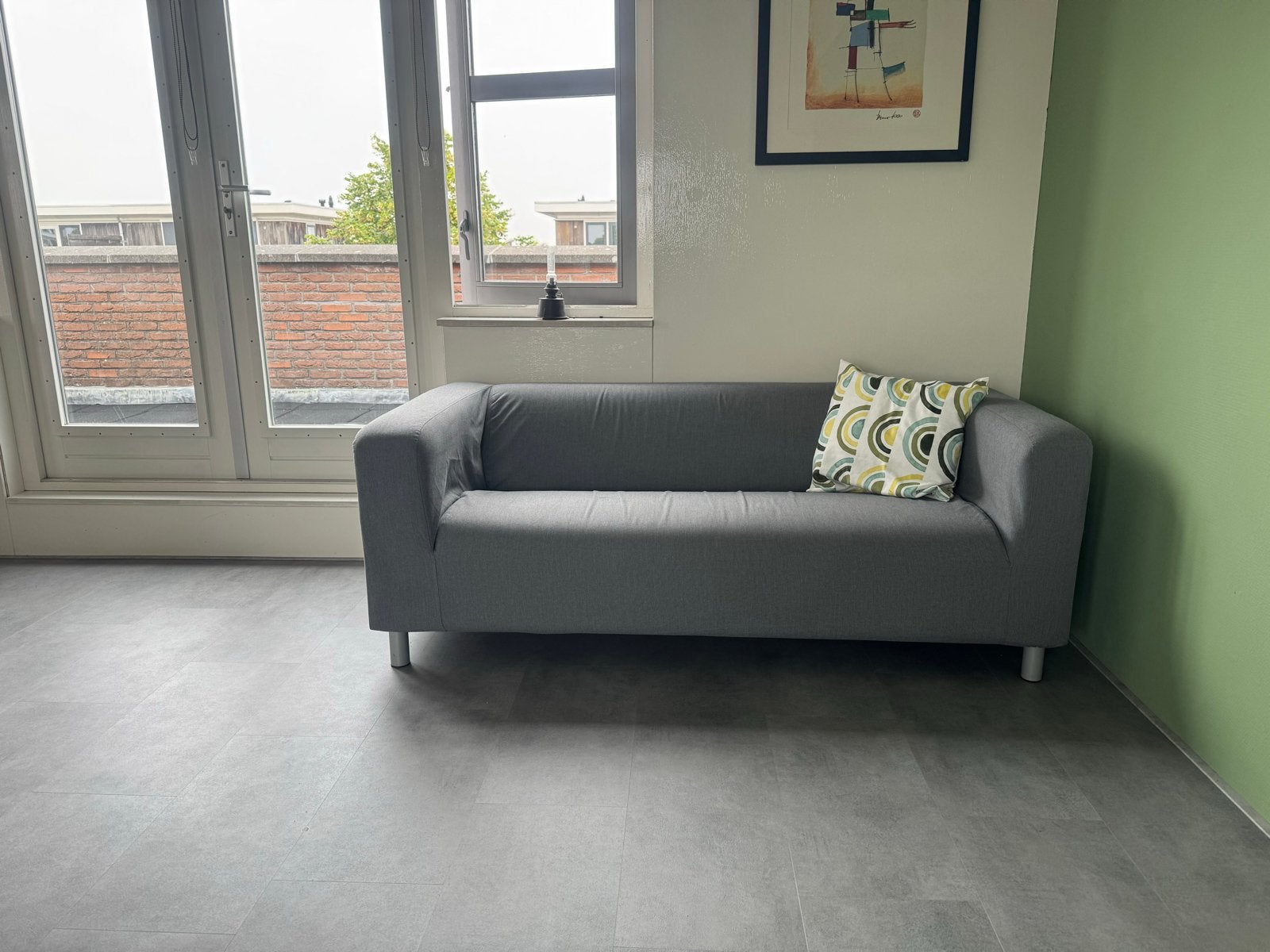 Grijze Klippan tweepersoonsbank met afneembare hoes, Gebruikt, 150 tot 200 cm, Tweepersoons, 75 tot 100 cm