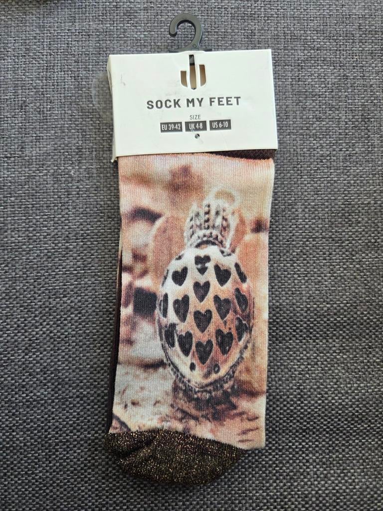 Sokken met schildpad en hartjes op schild - Maat 39-42, Sokken en Kniesokken, Bruin, Sock My Feet, Nieuw