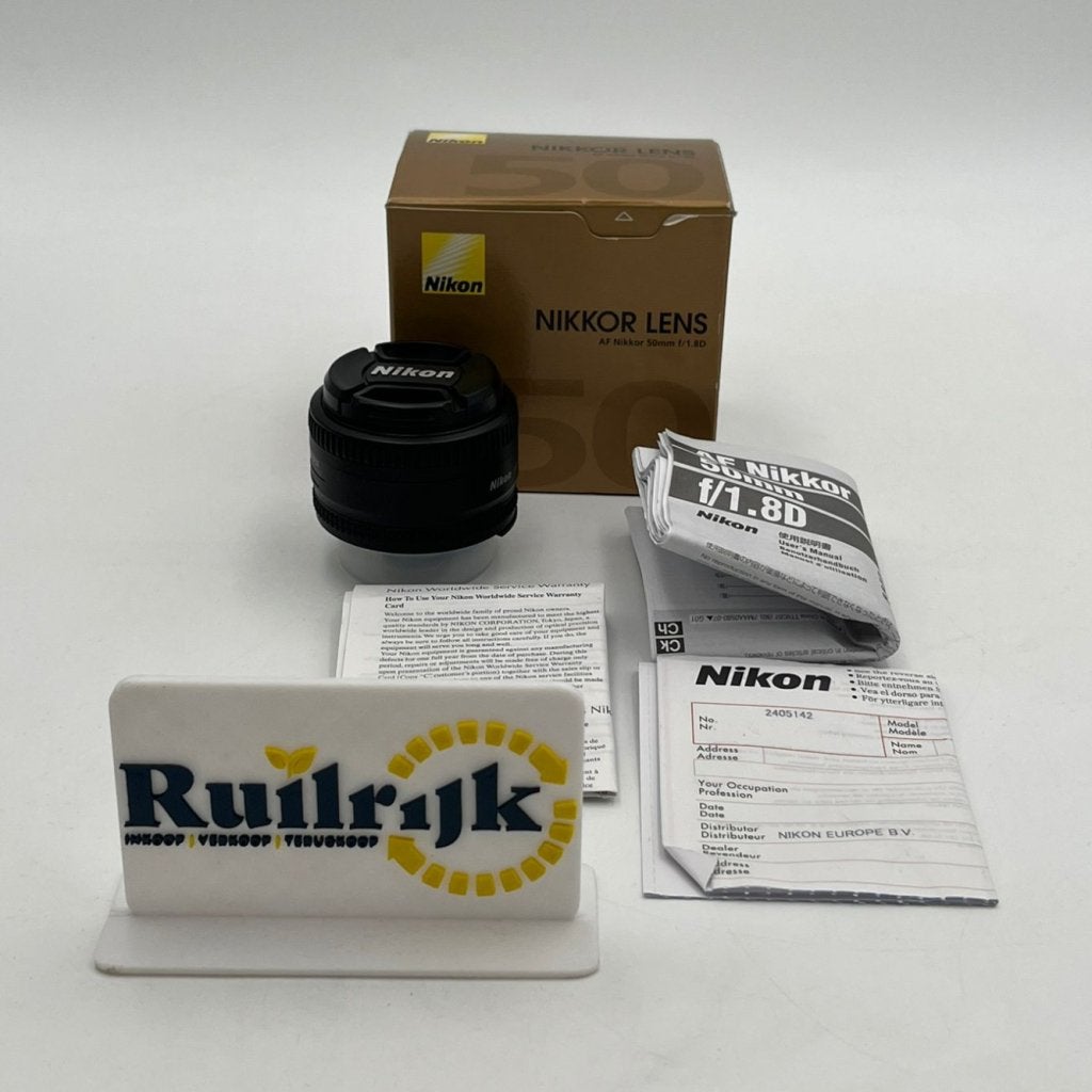 Nikon 50mm 1:1.8 D cameralens - Nieuwstaat compleet, Ruilrijk, Zo goed als nieuw, Info@ruilrijk.nl, Neerstraat 60, 6041 KD Roermond