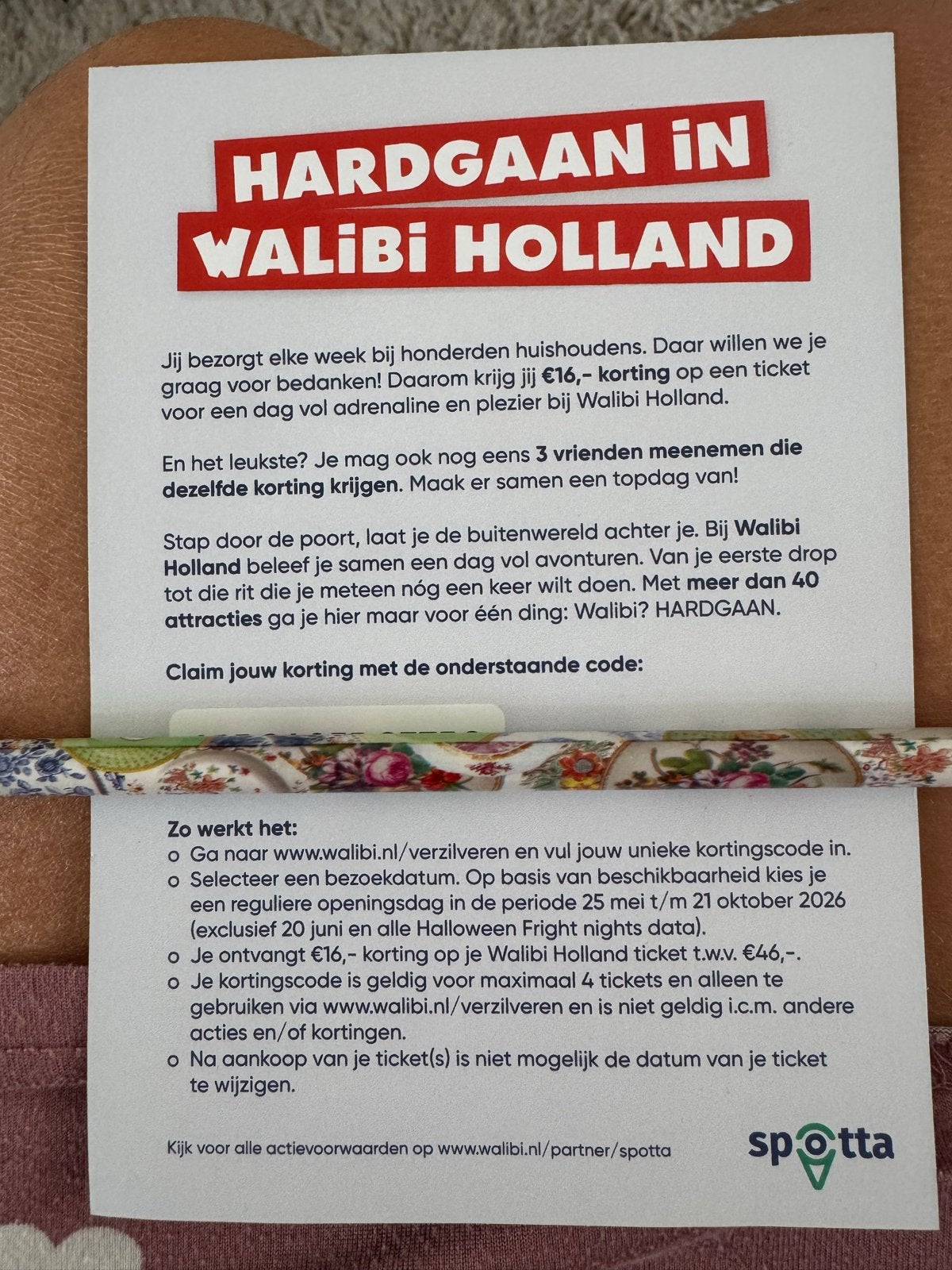 Kortingscode Walibi Holland (max 4 personen), Tickets en Kaartjes, Drie personen of meer, Kortingskaart