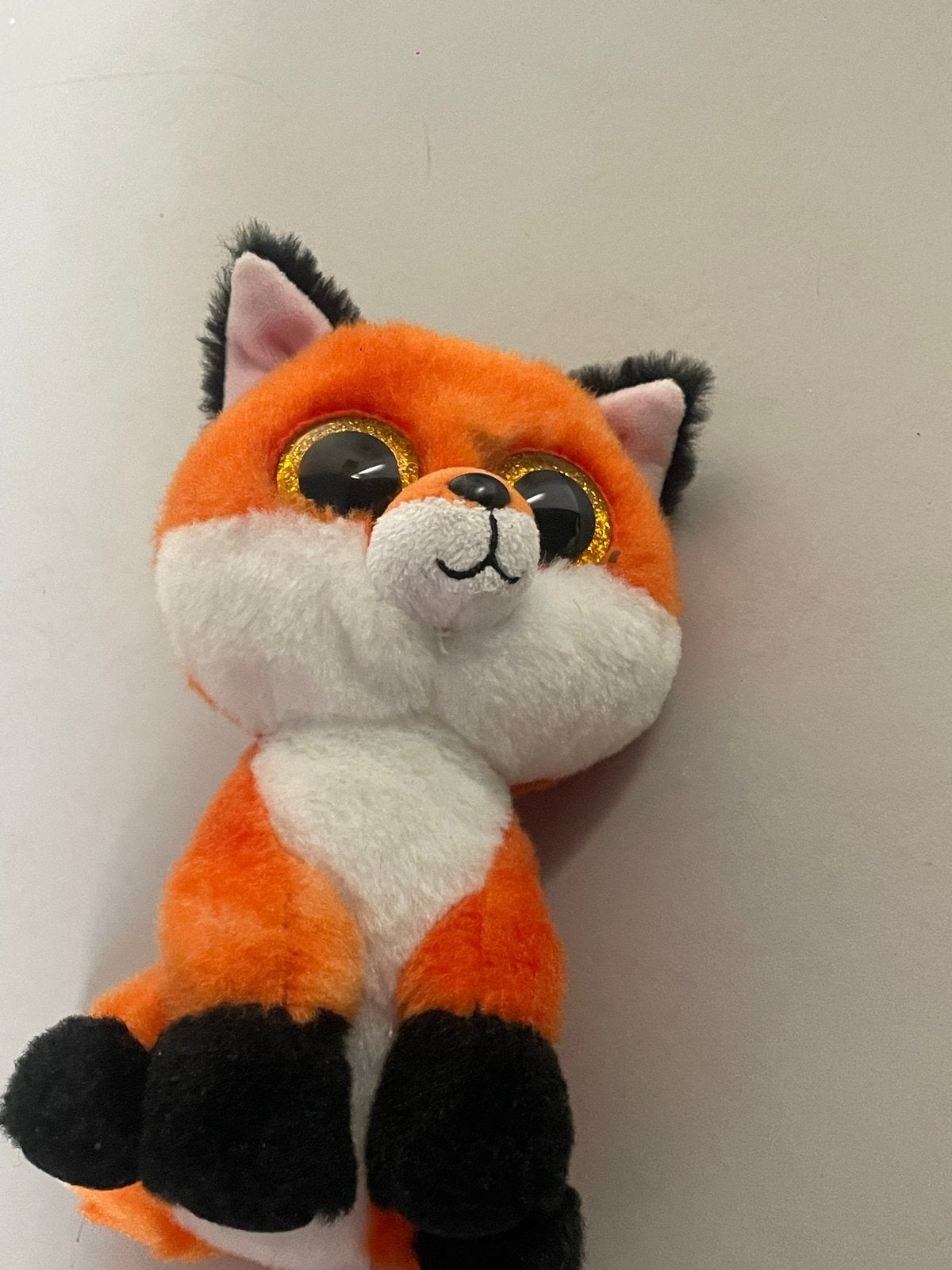 Ty Beanie Boo Vos knuffel - Oranje met grote ogen, Oranje, Ophalen of Verzenden, Zo goed als nieuw, Klein (minder dan 20 cm)