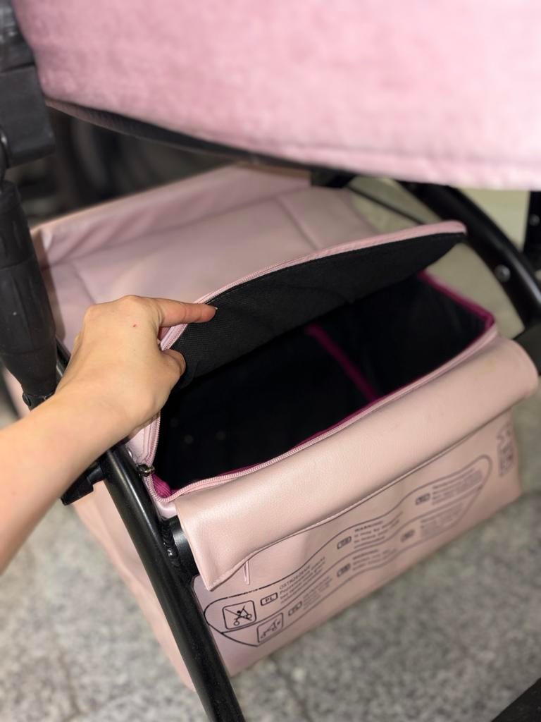 3-delige kinderwagen roze/zwart met autostoeltje en reiswieg, Overige merken, Ophalen of Verzenden, Zo goed als nieuw, Combiwagen
