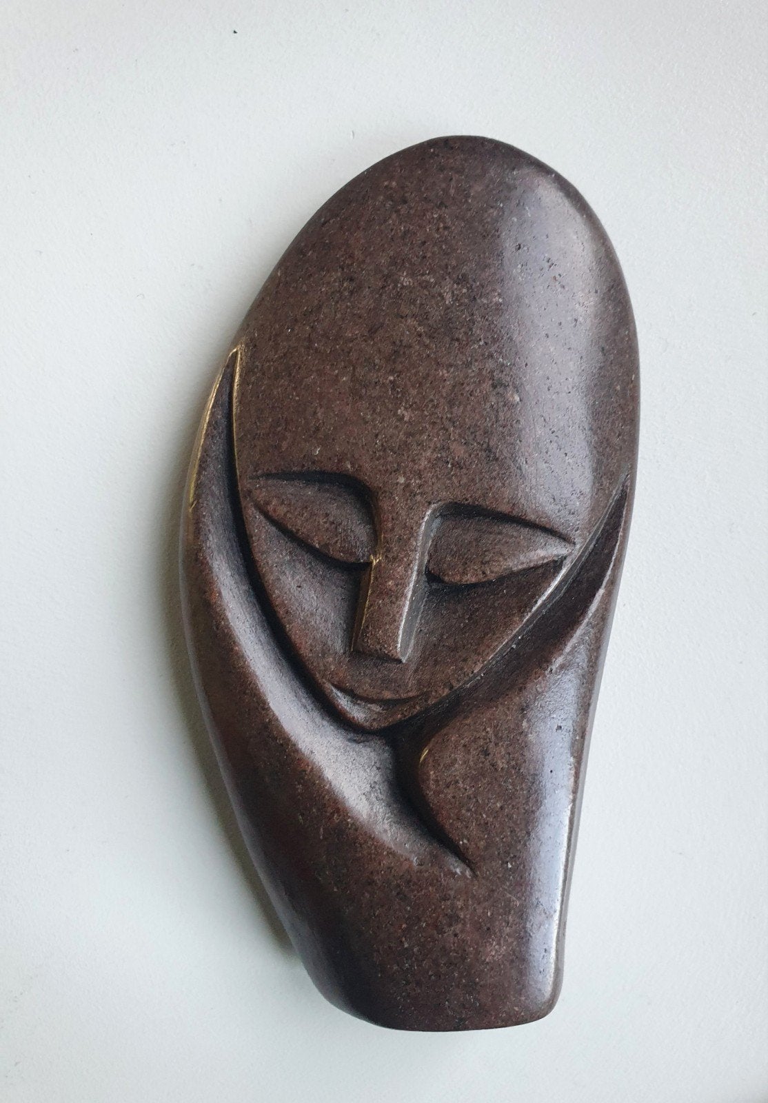 Handgesneden stenen sculptuur - Shona - Thinker, Antiek en Kunst, Minder dan 20 cm, Ophalen of Verzenden, Handgemaakt, Steen of Keramiek
