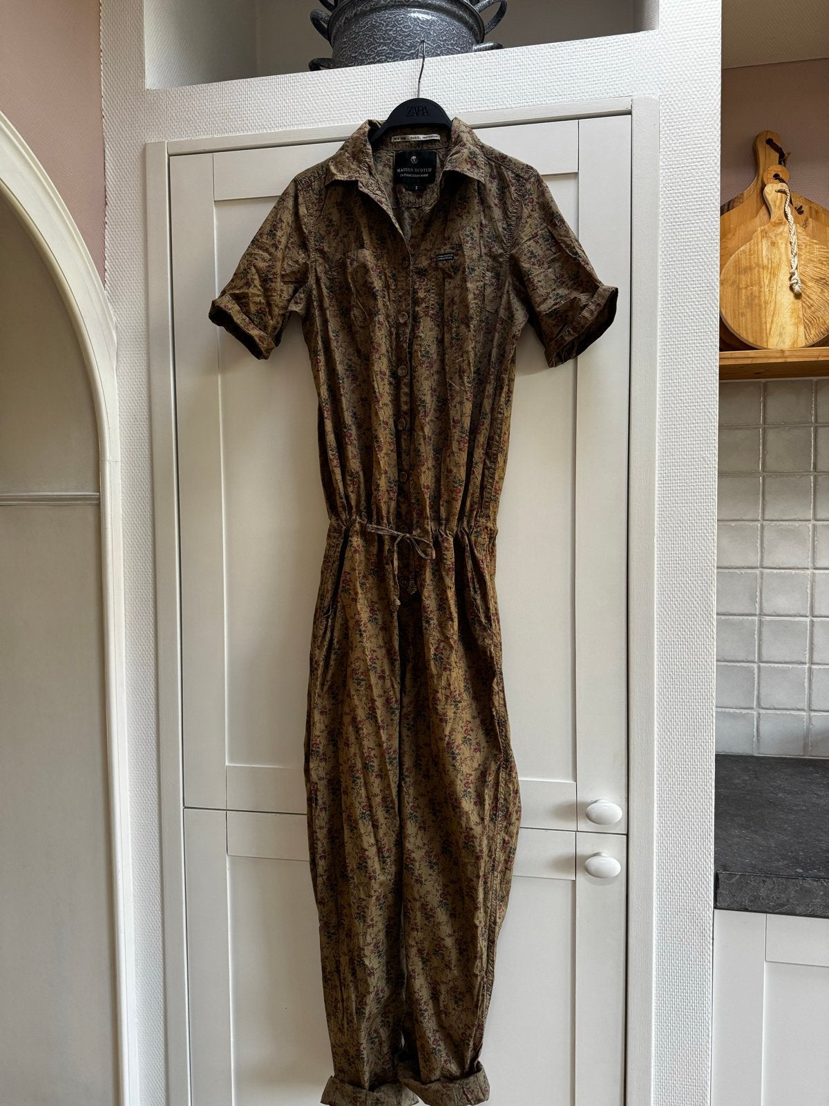 Scotch & Soda Jumpsuit met bloemenprint - Maat M, Ophalen of Verzenden, Zo goed als nieuw, Maat 38/40 (M), Bruin