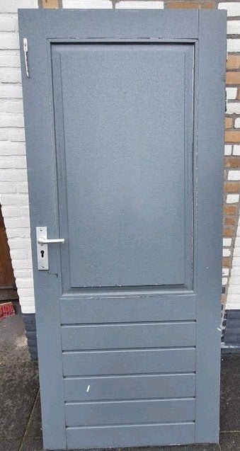 Grijze buitendeur met skg3* beslag, Ophalen, Gebruikt, 80 tot 100 cm, Buitendeur