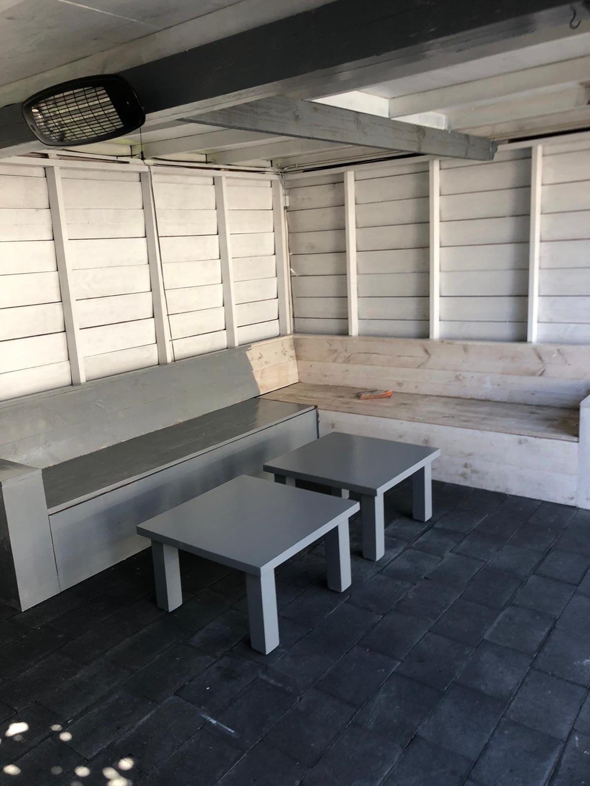 Steigerhouten Loungeset met 2 Bijzettafels, Ophalen, Gebruikt, Meer dan 8 zitplaatsen, Steigerhout