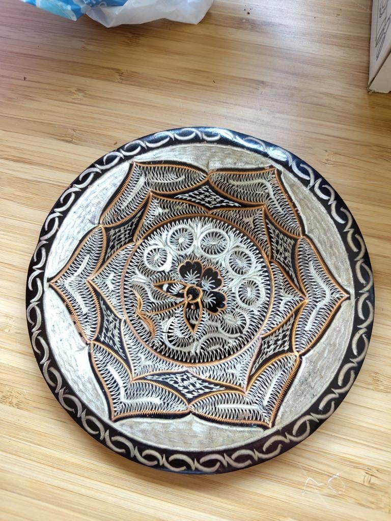 Decoratieve koperen schaal - 15 cm doorsnee, Ophalen of Verzenden