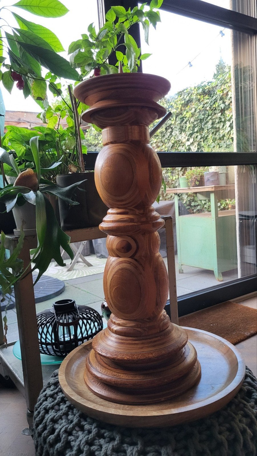 Houten kandelaar, Antiek en Kunst, Ophalen of Verzenden