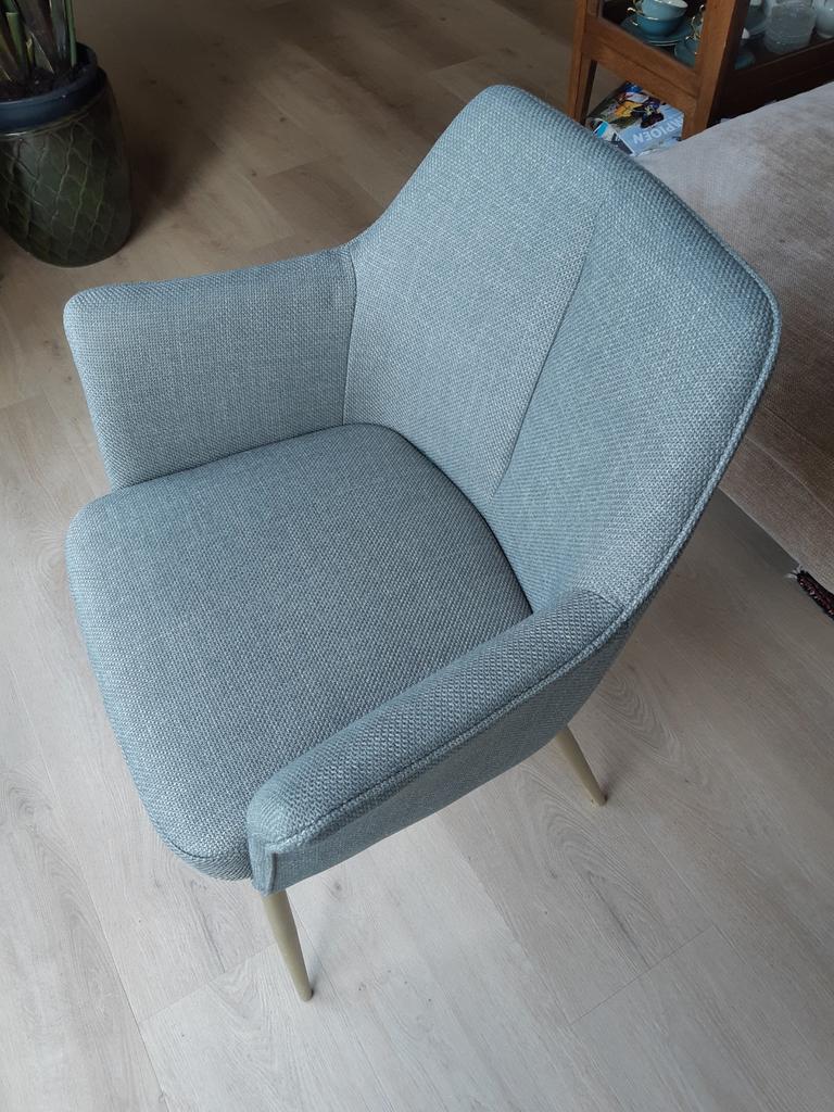 6 Groene Kuipstoelen met Goudkleurige Poten, Overige kleuren, Modern, Scandinavisch, Ophalen of Verzenden, Zo goed als nieuw