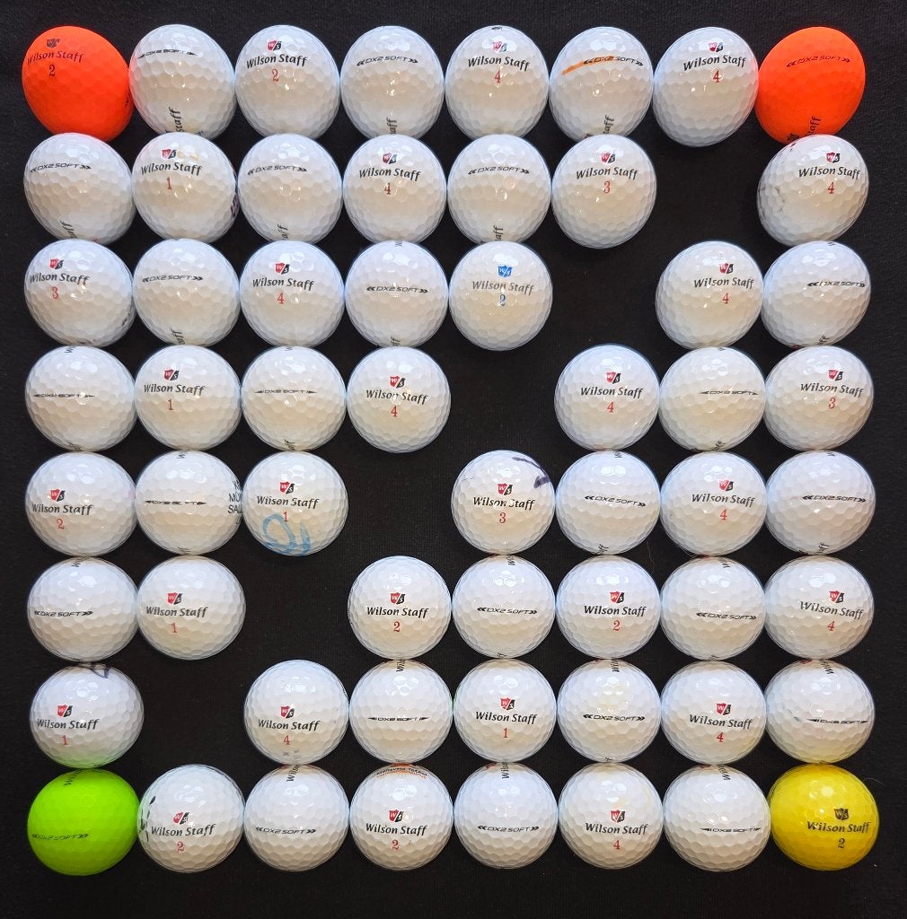 58 stuks mooie Wilson DX2 Soft (= DUO Soft) golfballen, Ophalen of Verzenden, Zo goed als nieuw, Bal(len)