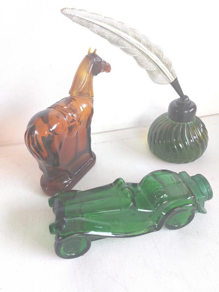 Vintage Avon verzamel flessen : paard, auto en inktpot, Ophalen of Verzenden