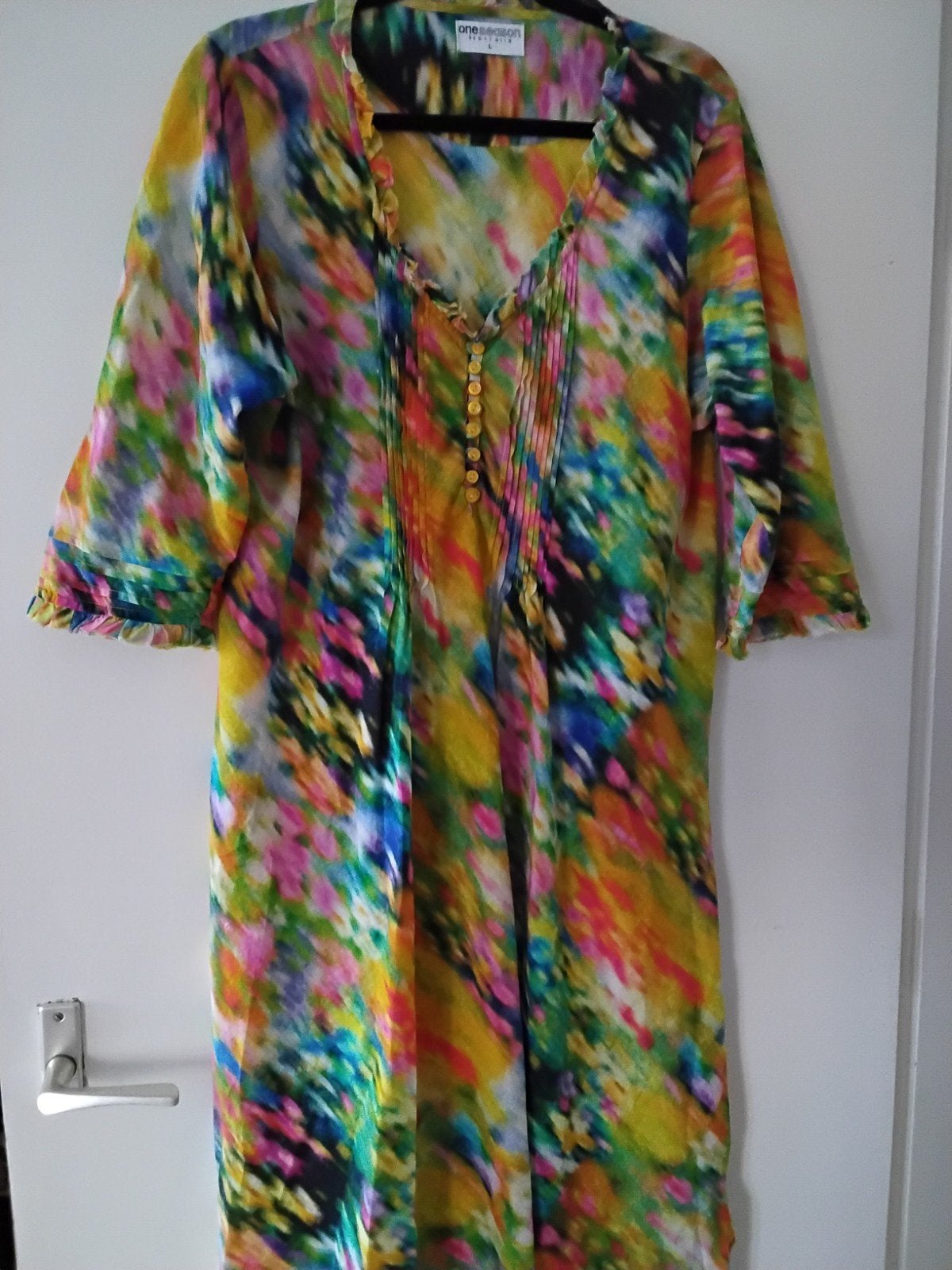jurk 3/4  . L, Kleding | Dames, One season, Meerkleurig, Maat 42/44 (L), Ophalen of Verzenden