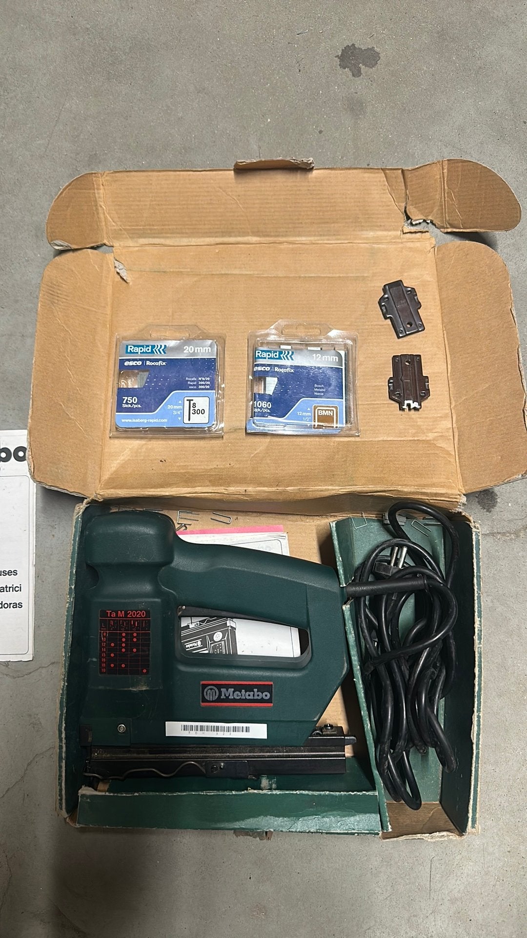 Metabo TA M 2020 elektrische tacker / nietmachine incl. doos, Ophalen of Verzenden, Zo goed als nieuw, Tacker/nietmachine