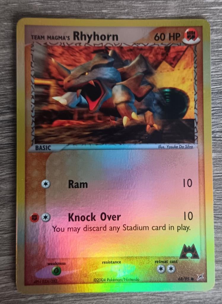 Team Magma's Rhyhorn rev. holo EX Team Magma vs Team Aqua, Ophalen of Verzenden, Zo goed als nieuw