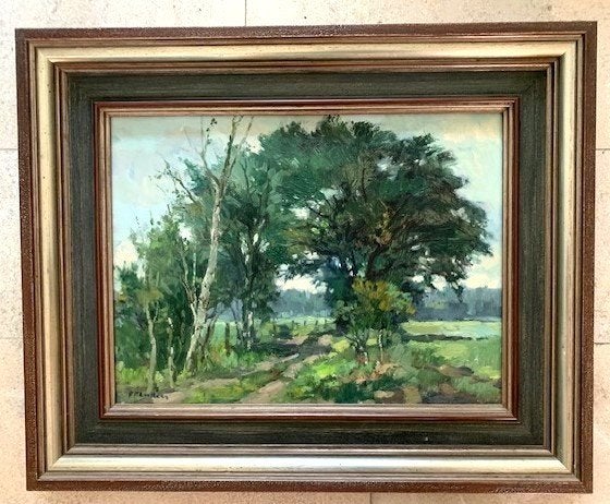 Boslandschap Brabant - Frans Manders (geb.1939 Helmond), Paneel, Impressionistisch, Ophalen of Verzenden, Landschap