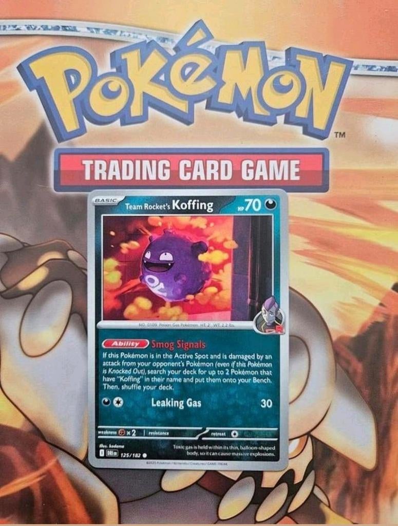 Team Rocket's Koffing 125/182 Destined Rivals pokemon nm, Ophalen of Verzenden, Zo goed als nieuw, Losse kaart