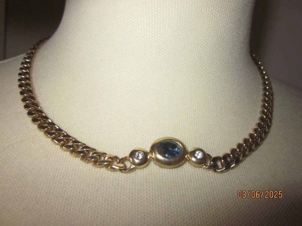 ketting goud double 40 cm, Met kristal, Overige materialen, Gebruikt, Ophalen of Verzenden