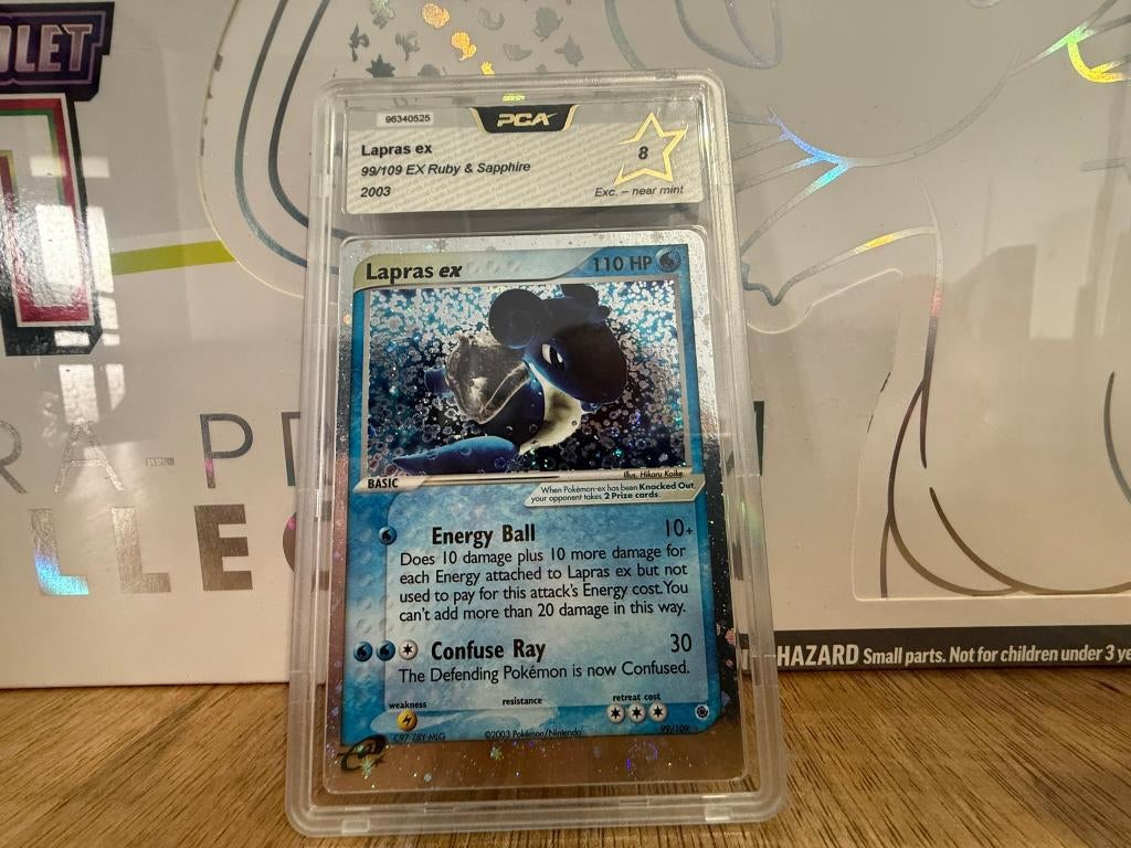 Pokemon Lapras EX 99/109 Ruby SAPPHIRE GRADED 8 EXC/NM!, Ophalen of Verzenden, Nieuw, Losse kaart, Foil