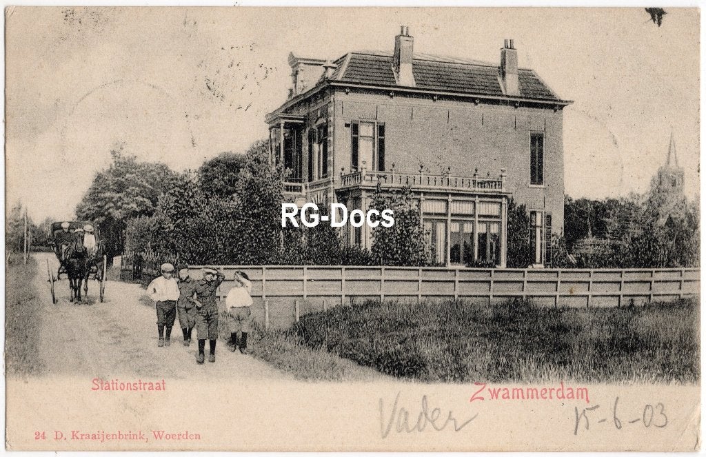 Ansichtkaart Briefkaart Trein Station Zwammerdam Villa 1903, Ophalen of Verzenden, Voor 1920, Gelopen, Zuid-Holland