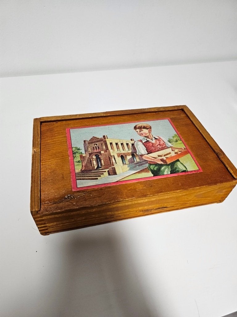 Vintage blokkendoos jaren 50 voor €15,-, Gebruikt, Ophalen of Verzenden, Nvt, Nvt