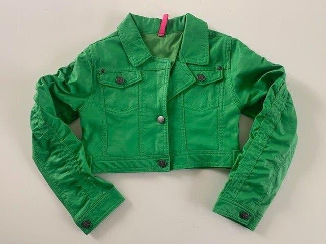 Imitatie leren jack-groen-maat 140/146, Kinderen en Baby's, Kinderkleding | Maat 146, Persival, Zo goed als nieuw, Jas, Verzenden