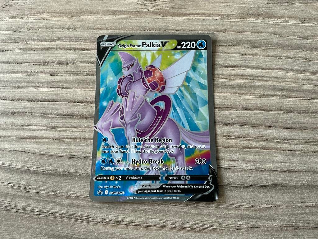Origin Forme Palkia V Pokémon Kaart (SWSH189), Ophalen of Verzenden, Zo goed als nieuw, Losse kaart, Foil